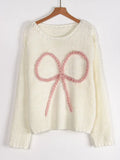 Yang Autumn And Winter Sweater Women Loose Round Collar Hand Embroidered Bow Jacket