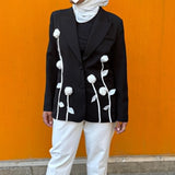 Elegant Suit 2025 Autumn And Winter New Design Three-Dimensional Flower Decoration Slim Thin Suit Jacket