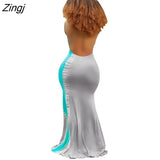 Backless Maxi Dress Sexy Spaghetti Strap Slim Dress Robe Leisure Girl Outfits Elastic Female Dresses Woman