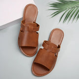 Flat Bottom Hollow One-Word Slippers Women Leisure Hollow Fish Mouth Beach Cold Slippers