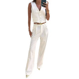 Zingj Summer Solid Color Button Design Slim Vest Vest Temperament Commuter Suit Female-Outfit