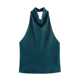 Summer New Silk Hysm Texture Hanging Neck Dress 3203317 Vatry Dress