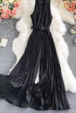 Women's Romper Spring Autumn 2023 Turn-Down Collar Sleeveless Vintage Playsuits Female Off Shoulder Pleated Jumpsuit New