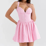 Pink Plaid Mini Dress- Outfit