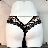 Chain Hollow Lady T-Shirt Lace Trousers Comfort Ice Silk Cotton Crotch Trousers Sexy Low-Waist