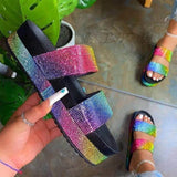 Women's Shoes Summer New Thick-Bottomed Color Drill Beach Slippers Fashion Casual Cool Slippers
