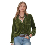 Golden Velvet Shirt Women's 2025 Long-Sleeved Velvet