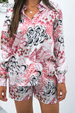 2pcs Beach Styles Satin Sets Women Fashion Scenery Pattern Button-down Shirts and Shorts 2023 New Summer Casual