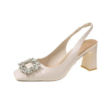 2025 New French Coarse And Anti-Slip High Heels Drill Square After The Evening Wind After The Empty Sandals