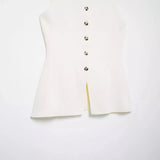 New Gold Button Trim Flat Needle Vest
