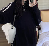 Embroidered Logo Striped Sleeve SweatshirtOutfit