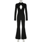Zingj Women's Wear Sexy Slim Hollow Long Sleeve Jumpsuit Mop Ground Horn