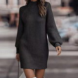 And Winter New Sweater Dress High-Necked Sweater Women Long-Sleeved Knitwear Dress
