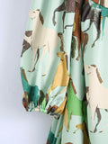 Women's Horse Print Long-Sleeved Dress Dress