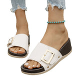 Bottom Leopard Print With Buckle Casual Slippers Women's New Fashion Pedal Large Size Fish Mouth Heel