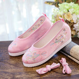Zingj Shoes Round Head Spring And Autumn Ancient Style Students Embroidered Cloth Shoes Ancient Costume Stage Play Dance Shoes Women's Shoes Single
