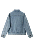 Jacket For Women Thick Vintage Locomotive Lapel Zippers Jacket Fashion Streetwear Hip Hop Loose Casual All-match Denim