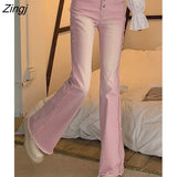 Jeans Bleached Washed Gradient Sweet Trendy Slim Y2k Streetwear Harajuku Kawaii Summer Джинсы Женские Chic Females