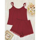 Zingj Home Clothing Sexy Sling Lace Shorts Two Sets Of Pajamas Female