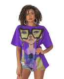 Half-sleeved Loose Hot Diamond Printed Dress