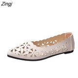 Women Hollow Flats Sandals Soft Ballet Shoes Female Fashion Casual PU Flats Slip On Breathable Comfort Ladies