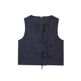 Women's Explosive Striped Linen-Blend Vest + Balloon Version Of Striped