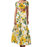 Summer New Women's Sexy Print Top Dress Half-Dress Fashion Set