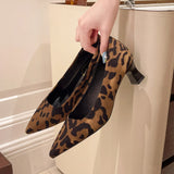 French Leopard-Print Cat Heel Single-Shoe Woman 2025 New Light High-Heeled High-Heeled High-Heeled Shoes