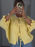 New Round Tie Nine-Sleeve Rope With Knitted Sweater Lazy Wind