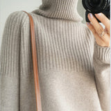 Zingj Autumn And Winter Lazy Wind Thickened High-Necked Sweaters Women's Long-Sleeved Solid Color Pile Collar Knitted Bottomed