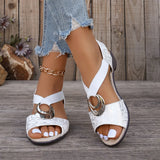 Ladies Sandals 2025 Spring And Summer Slope With Metal Buckle Fish Mouth Casual Ladies