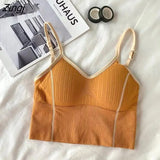 Women Backless Spaghetti Strap Sexy Seamless Tanks Womens Slim Patchwork Chic Ins Sexy High Elasticity Fashion Tops