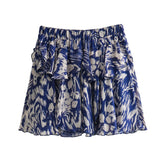 Street Style Cascade Decorative Printed Shirt 9878060 Printed Miniskirt 9878067