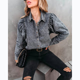 Women's Autumn And Winter Collar Casual Fashion Street Style Cowboy Shirt