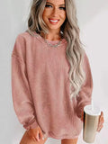 Large-Size Women's Fashion Leisure Daily Solid Color Buff Long-Sleeved Collar Collar