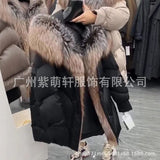 New High-End Fur Big Fox Wool Cotton Silver Fox Down Jacket Warm Hooded Coat