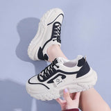 Old Dad Shoes Women 2025 New Four-Season Coloring Students To Increase High Shoes Korean Version Of Pine Cake Running Casual