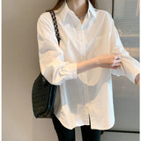Temperament White Shirt Female New Design Sense Niche Shirt Casual Bottom Shirt With Long Sleeves Folded