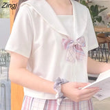 Shirts Women Sailor Collar Cropped Summer Thin Pockets 3 Style Short Sleeve All-match Design Harajuku Jk Japanese