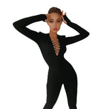 Zingj 2023 New Hollow Cross Strap Design Small Long Sleeve Bottom Solid Color