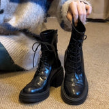 Bottom High With Martin Boots 2025 Autumn And Winter New Temperament Splendent Skin Boots Retro Zipper To Increase Short