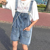Women Summer Cozy Retro Sleeveless Denim Suspender with Pockets Buttons Korean Style Students Outfits Feminino