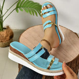 New Large-Size Women's Cool Slippers Summer Bundrel Heels Roman Shoes Women's Thick-Soled Loose