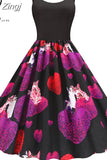 Music Note Print Women Party Dress Summer Spaghetti Strap Black Slim Vintage A-line Robe Valentine's