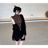 Pure-Want Wind Vest Bottom Shirt Women's New Sleeveless Half-High Collar Hottie