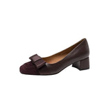 Small Fragrant Style Color High Heel Women 2025 Spring And Autumn New Thick Heel Anti-Slip Bow Retro Heel Single