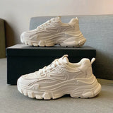 Thick-Bottomed Old Dad Shoes Women's 2025 Summer New Fashion Lace Casual Sports Single Shoes Pure Color Round Head Women's