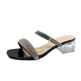 New Summer With High-Heeled Sandals Water Dew Toe Shows Coarse And High Square Head Lady Legs