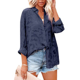Color Hollow Chiffon Shirt Women's Spring/Summer 2023 New Tops Jacquard Button Long Sleeve Shirt Women Clothes
