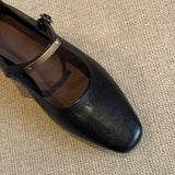And Autumn 2025 New French Head Mary Treasure Shoes Metal Buckle Solid Flat Leather Shoes Single Shoes Single